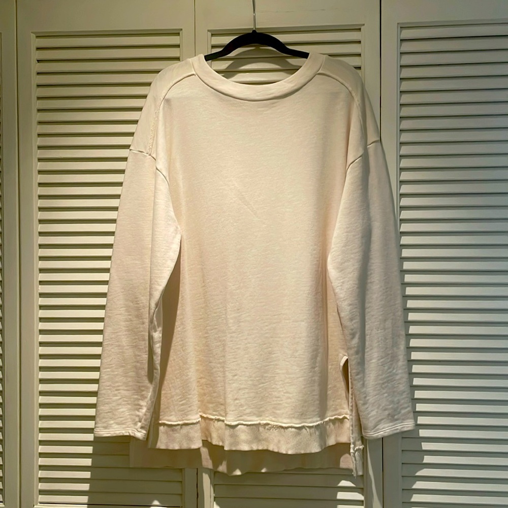 Anthropologie Pilcro long sleeve tunic with side slits and uneven distressed hem